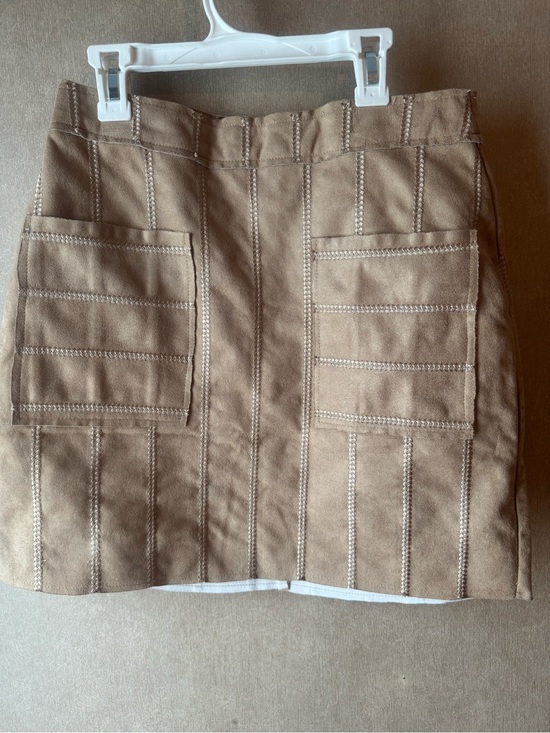 She + Sky Dresses & Skirts - She + Sky Tan Utility Mini Skirt with Patch Pockets
